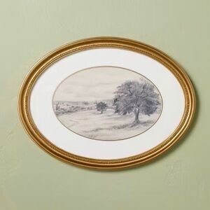 12"x16" Horizontal Oval Landscape Sketch Framed Wall Art- Hearth & Hand Magnolia